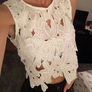 White floral crochet crop top